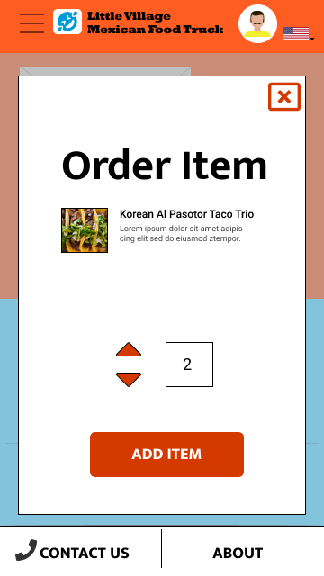 High-Fidelity Order page, before